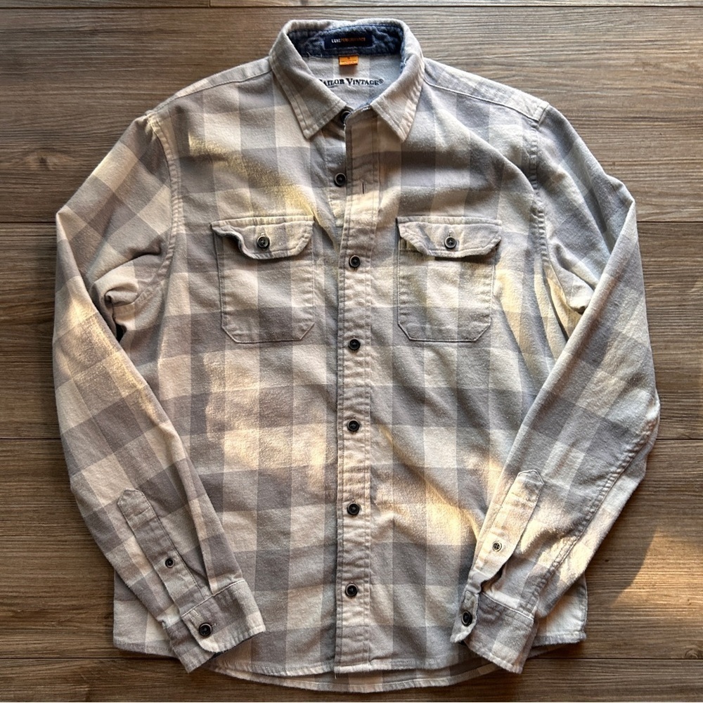 Tailor Vintage | Luxe Performance Plaid Flannel in Beige Tan (Small)